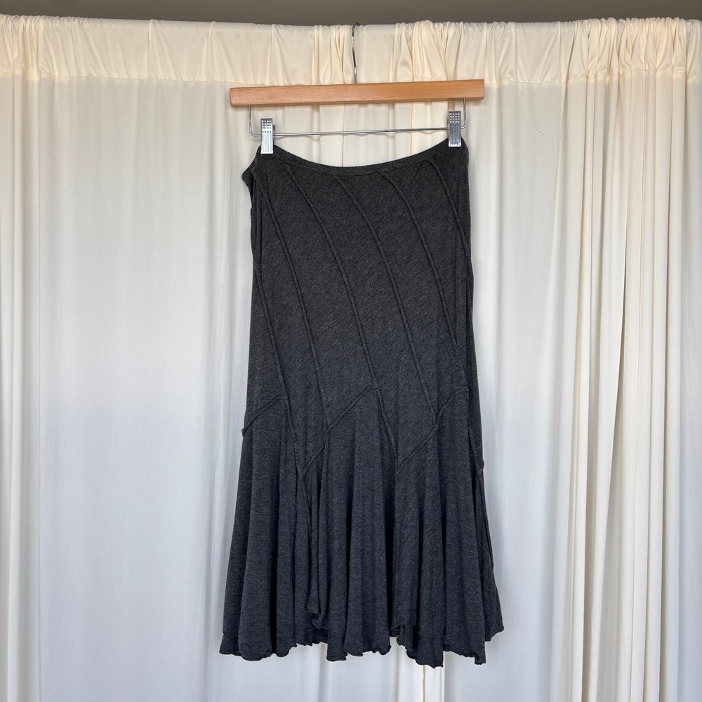 Y2K Vintage Max Studio Skirt S Gray Midi Jersey Knit Romantic Whimsigoth Boho